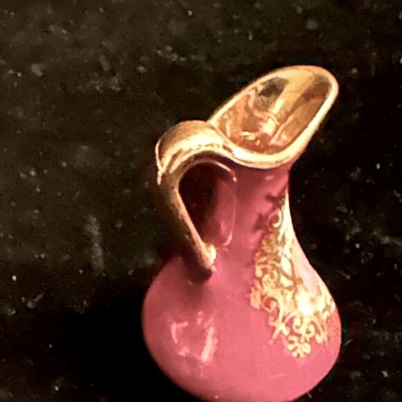 Vintage Limoges raspberry water pitcher and bowl w 22K gold detail - Picture 2 of 8